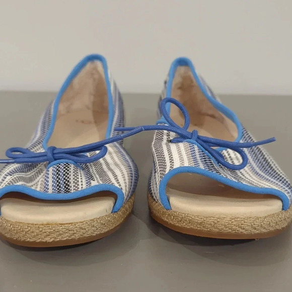 UGG Marleigh Serape Canvas Open Toe Flats Genuine Lamb Fur Lined size 11 - Picture 5 of 9